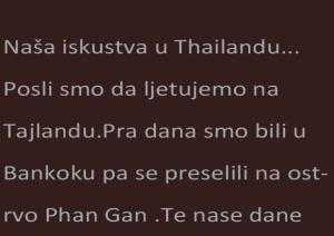 Naša iskustva u Thailandu